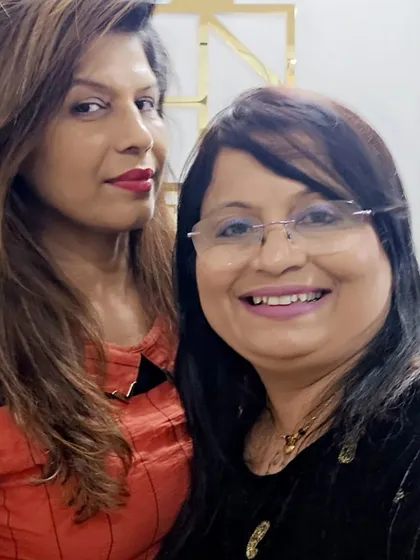 A proud moment with my student Priyanka. It's an honor to help established artists from other fields, like hair and makeup, add nail artistry to their list of skills.