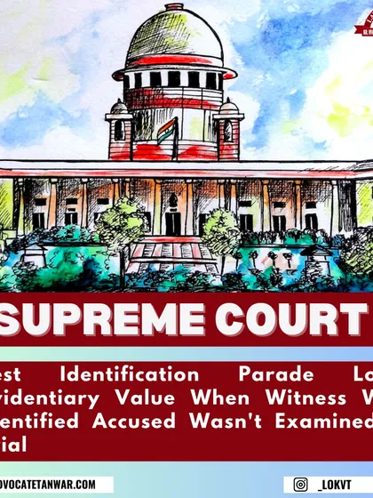 A Supreme Court observation on the evidentiary value of a Test Identification Parade (TIP). The court ruled that a TIP loses its value if the witness who identified the accused is not examined during the trial.