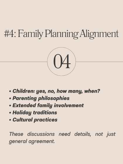 Agreeing on family planning is about more than just saying "yes" or "no" to kids. This checklist covers the details: parenting philosophies, the role of extended family, and holiday traditions.