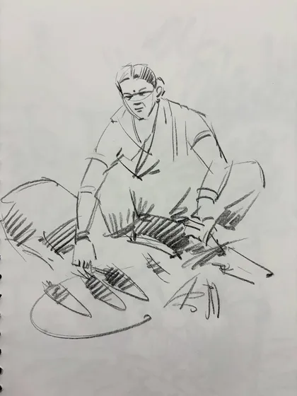 A collection of my figure drawing demonstrations from online classes and practice sessions. Each sketch is an opportunity to study the human form, capturing different poses, gestures, and scenes from daily life.