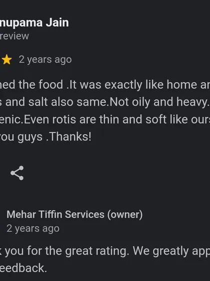 Getting the small details right is important to us. We are glad this customer appreciated that our food is not oily or heavy, and that even the rotis feel just like the ones made at home.