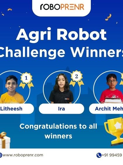 Announcing the winners of our Agri Robot Challenge. Congratulations to Litheesh, Ira, and Archit Mehta for their innovative projects that apply robotics to solve real-world agricultural problems.