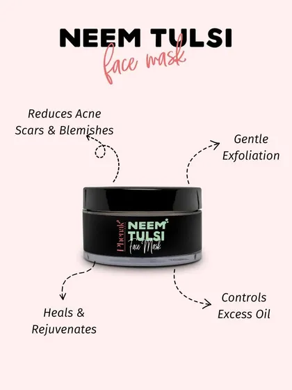 My Neem Tulsi Face Mask is a powerful tool for controlling excess oil and healing blemishes. It provides gentle exfoliation to remove dead skin cells while the natural properties of neem and tulsi work to reduce acne scars and rejuvenate the skin.