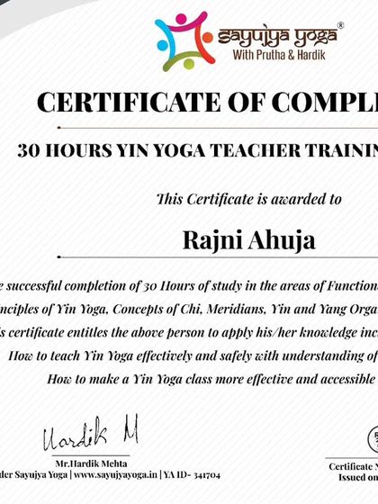 A certificate of completion for our 3rd batch of Yin Yoga TTC. We wish our graduates the best as they embrace and spread the balancing Yin energy in their practice and teaching.