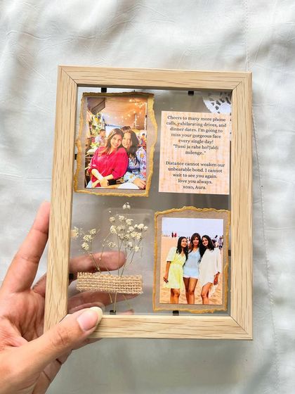 Our vintage frame allows for so much creativity, with space for photos, dried flowers, and handwritten notes.