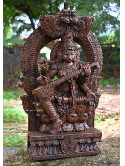 Another full view of the 35.5-inch Saraswathi, set against a natural backdrop.