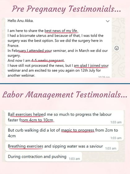 A student who joined my webinar after a bicornuate uterus surgery is now pregnant. Another used my labor management tips to progress from 2cm to 10cm.
