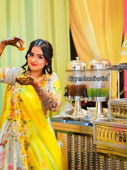 Even while enjoying some gol gappe, her mehndi looks stunning. My designs are made to last through all the fun of your wedding.