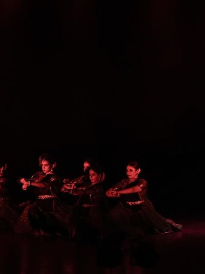 A dramatic stage moment from 'Ek Anant', capturing the narrative through movement and lighting. My choreography often uses space and levels to create visual depth and highlight key characters.