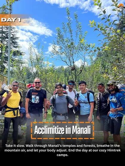 Day 1: We acclimatize in Manali, taking slow walks through temples and forests to let our bodies adjust to the altitude.