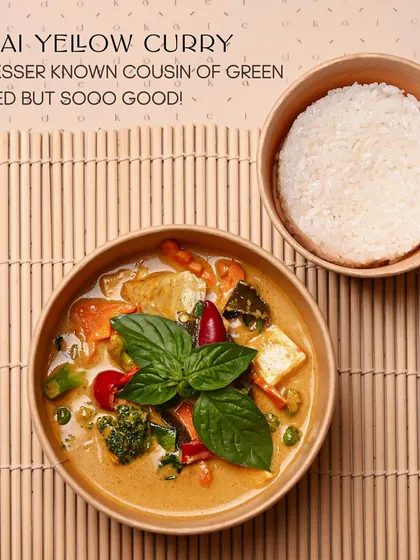 You can't go wrong with a classic Thai Yellow Curry. Mine is rich, creamy, and full of fresh vegetables, served with jasmine rice. It's pure comfort in a bowl, delivered right to you.