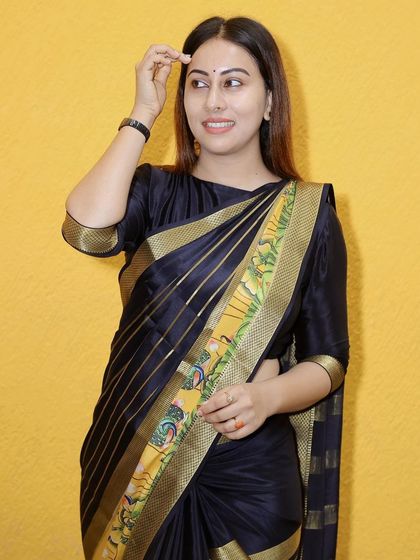 My lovely client Dr. Shruthi Gowda, Mrs. India 2017, in our beautiful skirt border digital print saree.