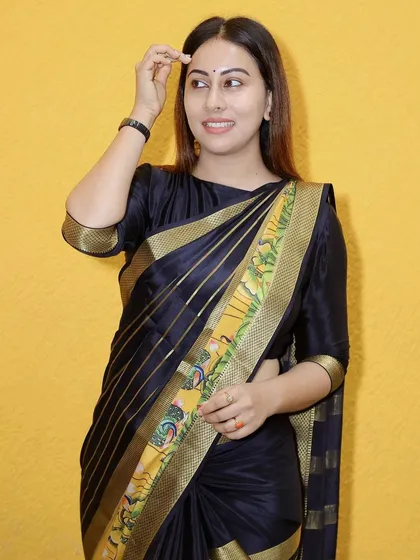 My lovely client Dr. Shruthi Gowda, Mrs. India 2017, in our beautiful skirt border digital print saree.
