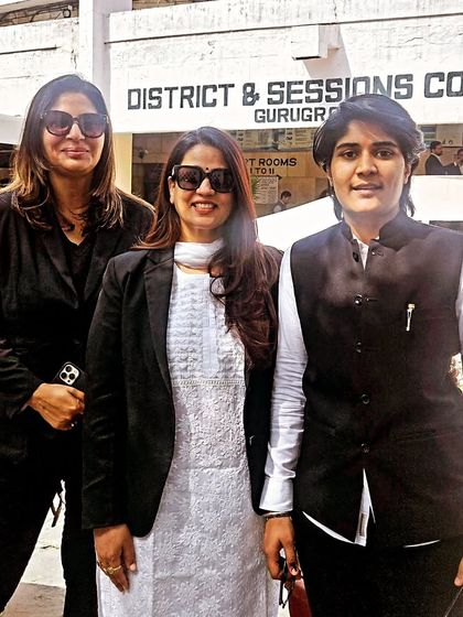 With my colleagues outside the District & Sessions Court in Gurugram. This is my primary place of practice, where I handle a wide range of family law disputes.