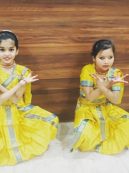 Two of our students in beautiful classical dance costumes. We also provide training in semi-classical dance forms, which have their roots in India's rich traditions.
