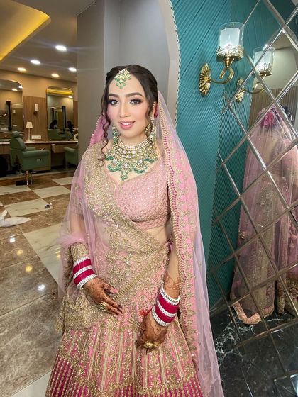 The full look is romantic and perfect for a bride who loves pink.