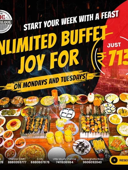 Start your week with a feast. Enjoy unlimited joy for just ₹713 on Mondays and Tuesdays with our special bonanza offer.