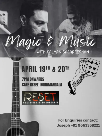 A poster for my show at Cafe Reset in Koramangala. These intimate shows are some of my favorites.