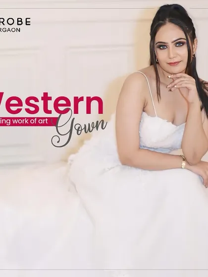 A walking work of art. This white western-style gown is perfect for a Christian wedding or a glamorous pre-wedding shoot.