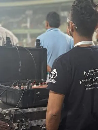 Another shot of the crew in action, with the custom branding clearly visible on the back of the T-shirt.