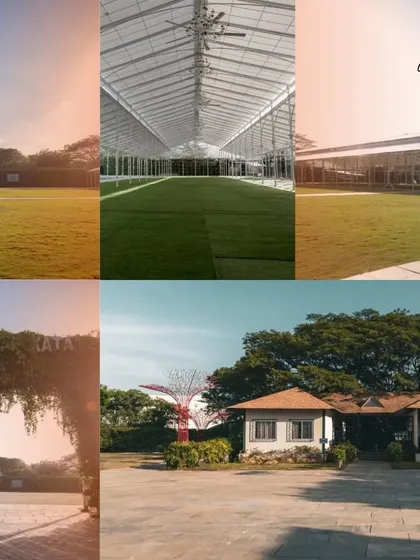 A collage displaying the versatility of our outdoor venues, from the vast lawns of Marakata to the charming cottages, perfect for any large-scale celebration or festival.