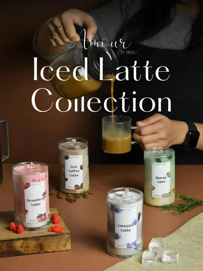The full Iced Latte Collection, featuring four delicious scents: Iced Coffee, Matcha, Lavender, and Strawberry. It's a perfect gift for any beverage enthusiast.