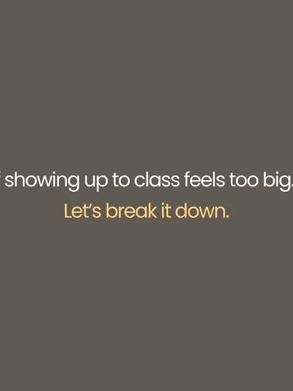 If showing up for a full yoga class feels like too much, it is okay to break it down. This series of images offers simple, accessible practices you can do throughout your day: five deep breaths in the morning, feeling your breath before bed, and relaxing your jaw during work.