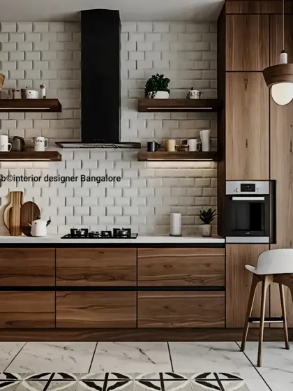 Modular Kitchen - Modular Home Interiors Wood, White & Neutral Palettes photo 3