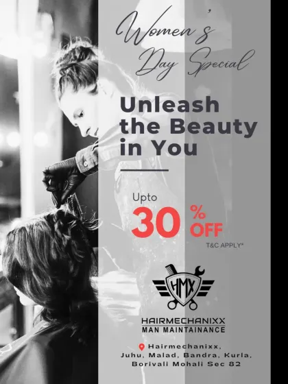 To celebrate Women's Day, we're offering up to 30% off on our services. It's the perfect opportunity to unleash the beauty in you and get the pampering you deserve.
