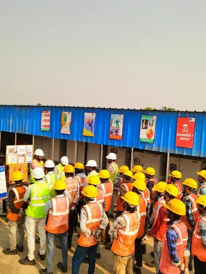 A safety supervisor conducts a toolbox talk on LOTO procedures for our on-site workforce. These daily briefings reinforce critical safety protocols and ensure everyone is aligned on the day's tasks and potential hazards.