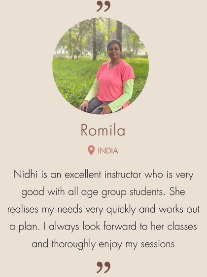 More positive feedback from Romila, who looks forward to our sessions. Creating an enjoyable and effective experience is always my top priority.