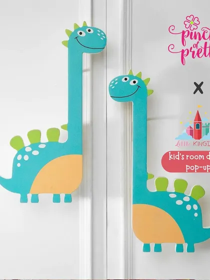 Pinch of Pretty adds joy to any room with their colorful and creative decor, like these adorable dinosaur door handles.