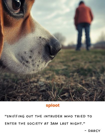 What do dogs dream of? For Darcy the Beagle, it's sniffing out intruders and keeping the society safe. A true neighborhood watch.
