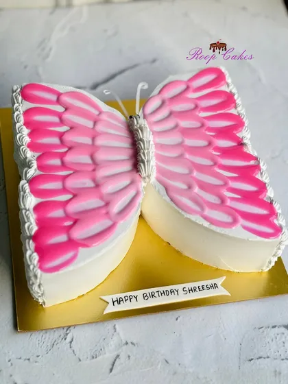 A cake that’s ready to flutter into birthday celebrations. This beautiful butterfly-shaped cake is perfect for a whimsical party.