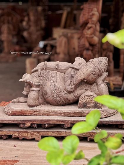 A beautifully captured image of our reclining Ganesha, exuding an aura of peace and contentment. This piece is perfect for a tabletop or a quiet corner in your home.