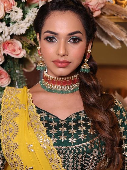 The perfect balance of color and style. This look is a fantastic inspiration for any bride looking to do something different for her pre-wedding events.
