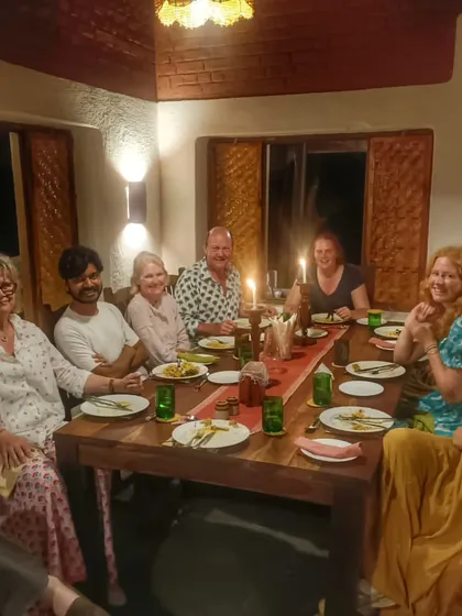 Another wonderful evening meal shared with guests on one of our tours. Good food and great conversation are the perfect way to end a day of cycling.