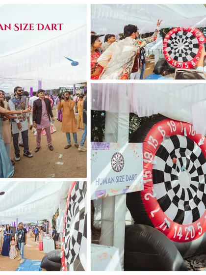 A human-sized inflatable dart game is a fun and safe way to add a competitive edge to your carnival-themed event.
