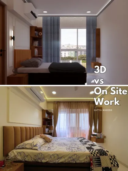 I believe in showing you the dream before we build it. This image compares the initial 3D design with the final on-site result, demonstrating my commitment to precision and turning detailed concepts into perfectly executed spaces.