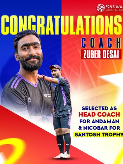 Our coaching staff is recognized at the highest levels of Indian football. We celebrate our Head Coach, Zuber Desai, on his appointment as the Head Coach for the Andaman & Nicobar team for the prestigious Santosh Trophy.