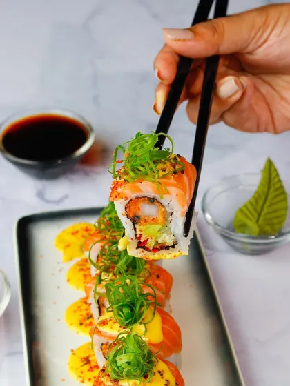 The same sushi roll, but shot with bright, clean lighting. This shows how I can adapt the mood to fit your brand's aesthetic.