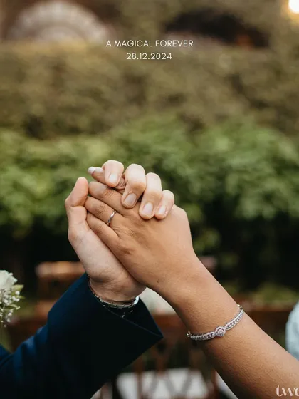Sometimes, the biggest stories are told in the smallest details. A simple holding of hands, the wedding rings finally in place, signifies the start of a magical forever.