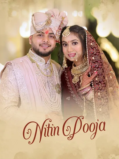 A beautiful portrait of a couple on their wedding day, personalized with their names.