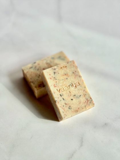 Another look at our Funfetti soap. The neutral base allows the colorful specks of upcycled soap to really pop.