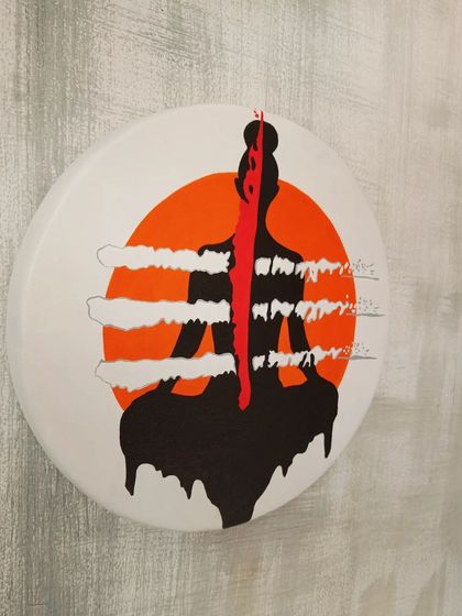 The yoga-themed signage mounted on a wall, demonstrating how our custom art can serve as beautiful branding for a business or studio.