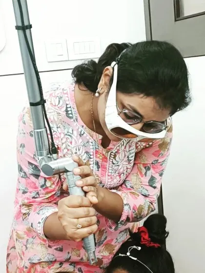 Here I am performing a laser treatment. Continuous learning and mastering new technologies are crucial to providing the best care. Lasers are a powerful tool for various skin rejuvenation and corrective procedures.