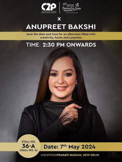 The official announcement for my bridal makeup class at the Beauty & Spa Expo in Delhi, in association with C2P Professional Makeup.