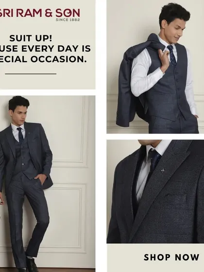 Suit up, because every day is a special occasion. This versatile navy three-piece suit is a wardrobe essential.