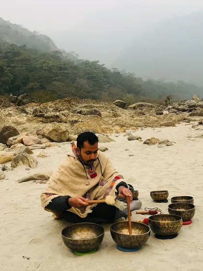 Finding stillness and connecting with the primordial sounds of nature in the Himalayas. My practice is deeply rooted in the yogic tradition of Nada Yoga, the yoga of sound, which I share with you to deepen your own connection to self and the universe.