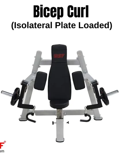 A top-down view of the Isolateral Bicep Curl machine, showing the independent arms.